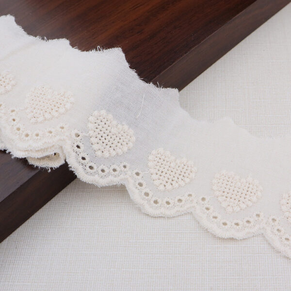 40mm Cotton Lace Trim with Hollow Heart Embroidery 16 Yards - Image 3