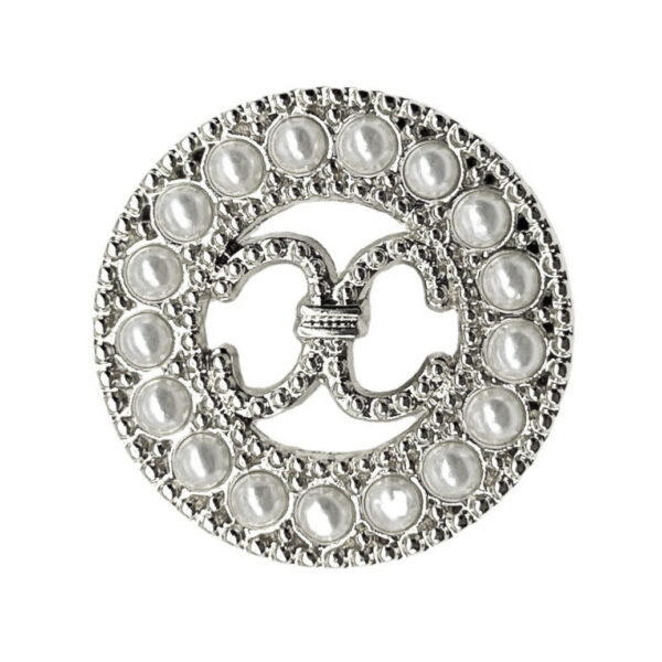 Gold Silver Round Hollow Double C-Ring Pearl Metal Shank Buttons 10pcs - Image 2