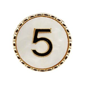 18mm Gold-Trimmed Number 5 Resin Metal Shank Buttons 20pcs