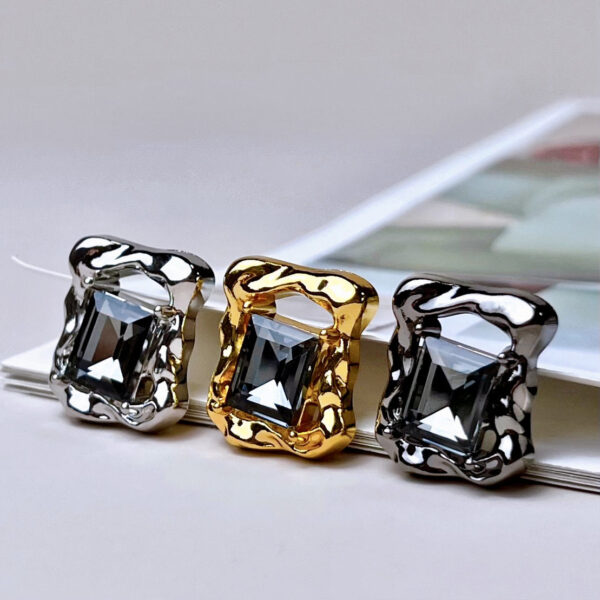16/20/28mm Beveled Diamond Rectangular Hollow Metal Buttons 12pcs - Image 3