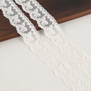 45mm Cotton Net Lace Trim with Embroidered Details 16 Yards