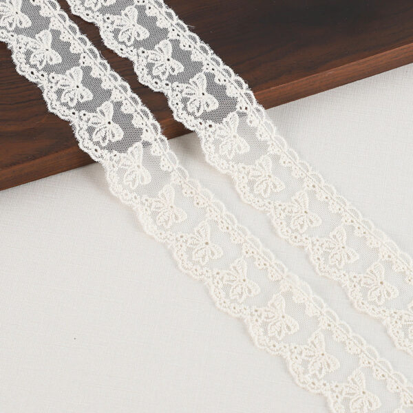 45mm Cotton Net Lace Trim with Embroidered Details 16 Yards