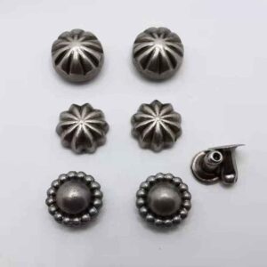 9MM Vintage Pumpkin Studs Antique Silver Rivets for Bags Shoes 30 Pack