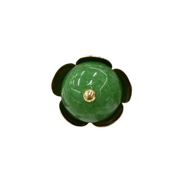 12mm Chinese Qipao Green Jade Stone Metal Floral Base Buttons 20pcs