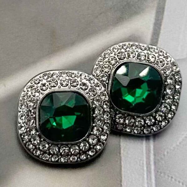 32L (20mm) Square Gemstone-Studded Metal Shank Buttons 12pcs