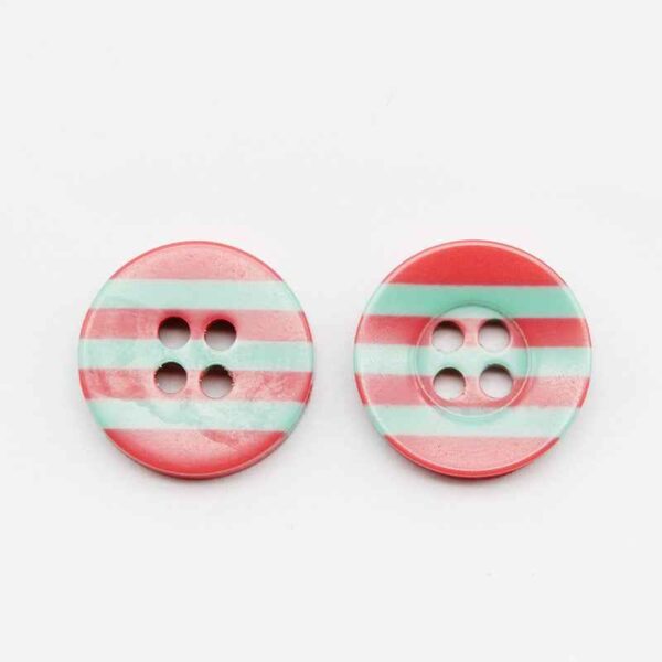 11/12/15/18mm Wide Edge Four-Eye Striped Colorful Resin Buttons 100pcs