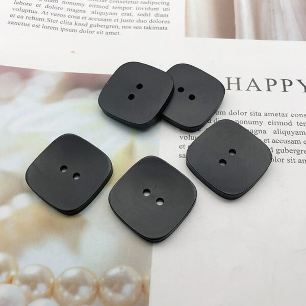 30mm Square 2-Hole Black Resin Coat Buttons 30pcs - Image 2