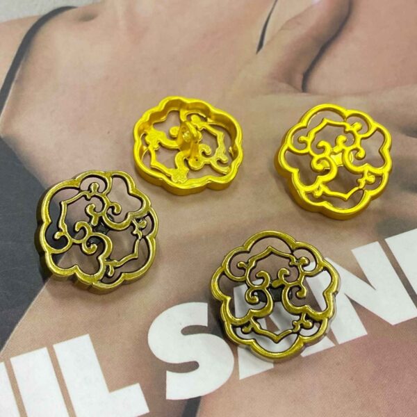 Gold Hollow Auspicious Cloud Metal Shank Buttons for Clothing 20pcs