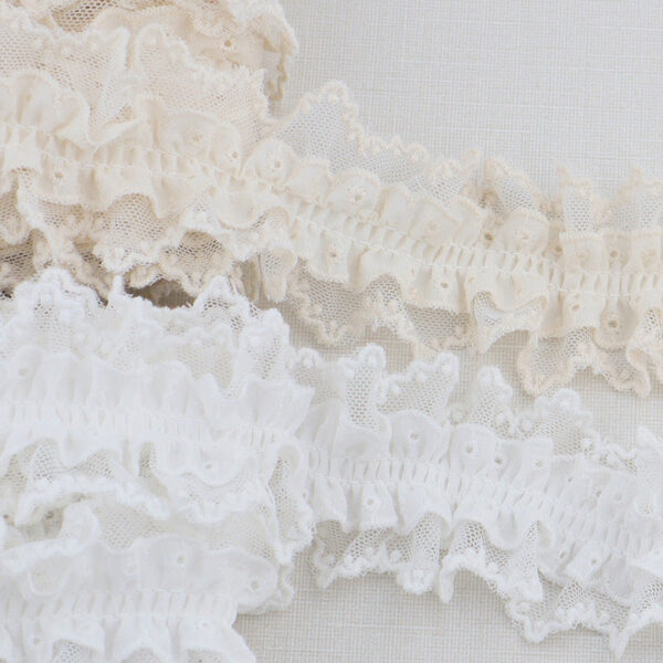 50mm Pleated Lace Trim Elastic Double Layer Ruffle 5 Yards - Image 4