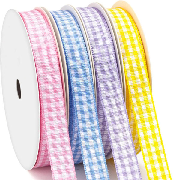 6/10/16/25/38mm Knitted Checkered Ribbon 10 Colors Set - Image 2