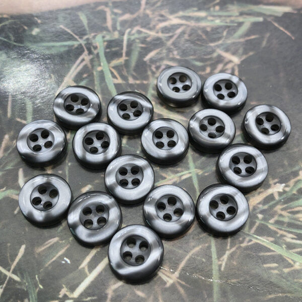 11.5mm Grey Resin Round Shirt Buttons with 4 Holes 100pcs - Image 5