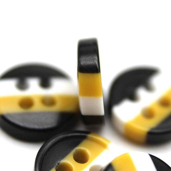 9mm Black White Yellow Round 4-Hole Resin Buttons 100pcs