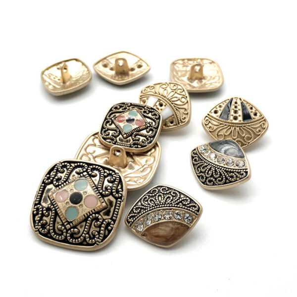 Exotic Diamond-Inlaid Pearl Metal Shank Button 10pcs - Image 2