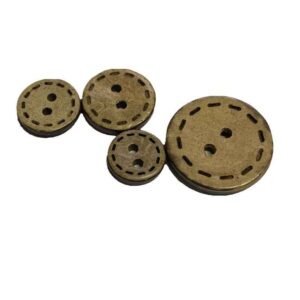 20mm Round Coconut Shell Buttons with 2 Holes Laser Dotted Edge 100pcs
