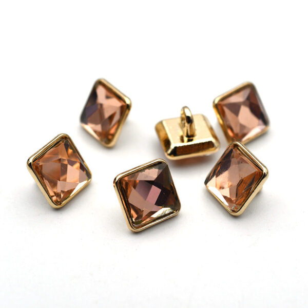 10mm Square and Triangle Glass Shirt Cuff Metal Shank Buttons 20pcs - Image 5