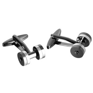 17mm Silver & Gunmetal Dumbbell Cufflinks