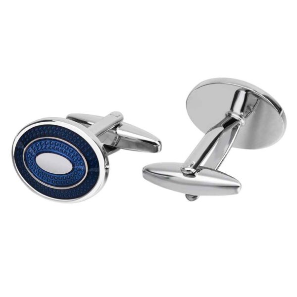 19x15mm Oval Blue Resin Cufflinks