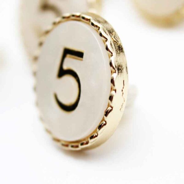 18mm Gold-Trimmed Number 5 Resin Metal Shank Buttons 20pcs