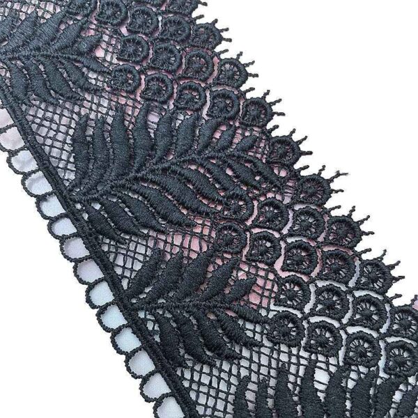 3.7CM Wide White Black Milk Silk Embroidered Leaf Lace Trim 10 Yards