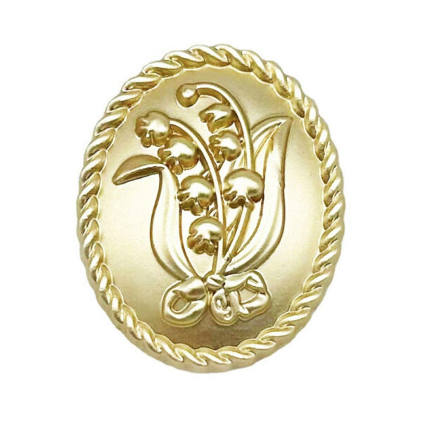 18/23MM Oval Sand Gold Lily of the Valley Metal Buttons 20pcs - Image 3