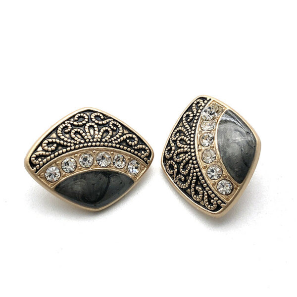 Exotic Diamond-Inlaid Pearl Metal Shank Button 10pcs - Image 6