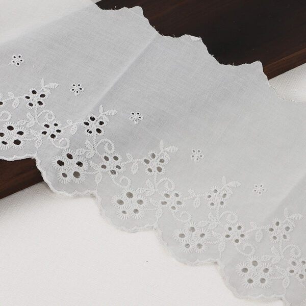 5.9" White Pink Cotton Embroidered Lace Trim for Clothing Hems 5 Yards - Image 3