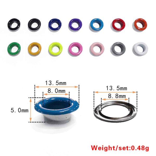 3-10mm 18-Color Shoe Eyelets Hollow Rivets for DIY Shoes 180 Pack