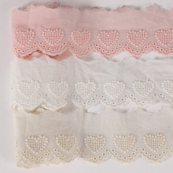 40mm Cotton Lace Trim with Hollow Heart Embroidery 16 Yards - Image 4