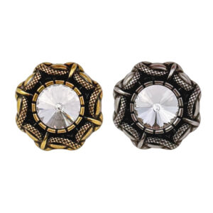 Vintage Snake Edge White Rhinestone Metal Shank Button 20pcs