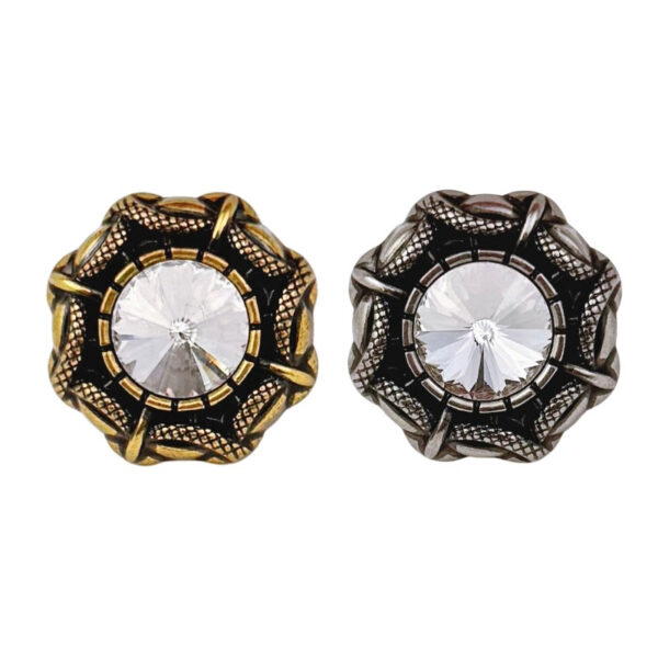 Vintage Snake Edge White Rhinestone Metal Shank Button 20pcs