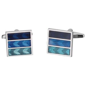16mm Square Men's French Cufflinks – Tri-Color Blue