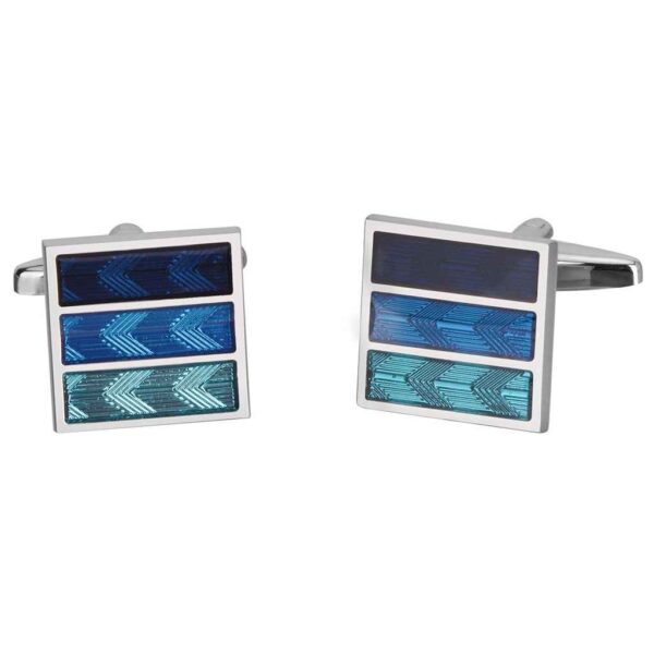16mm Square Men's French Cufflinks – Tri-Color Blue