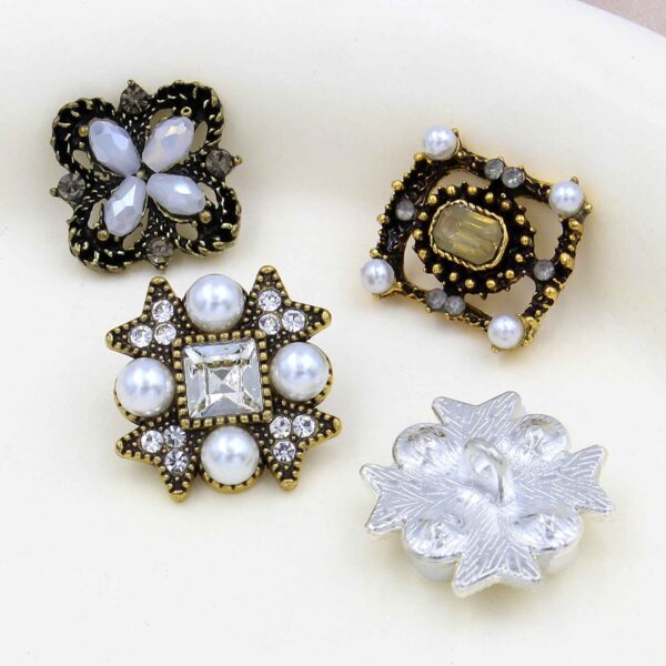 Vintage Floral/Snowflake/Rectangle Metal Shank Buttons 20pcs