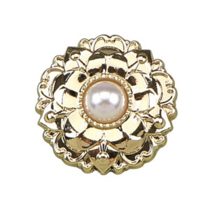 18/23MM White &Gold Peony Pearl Metal Buttons 20pcs