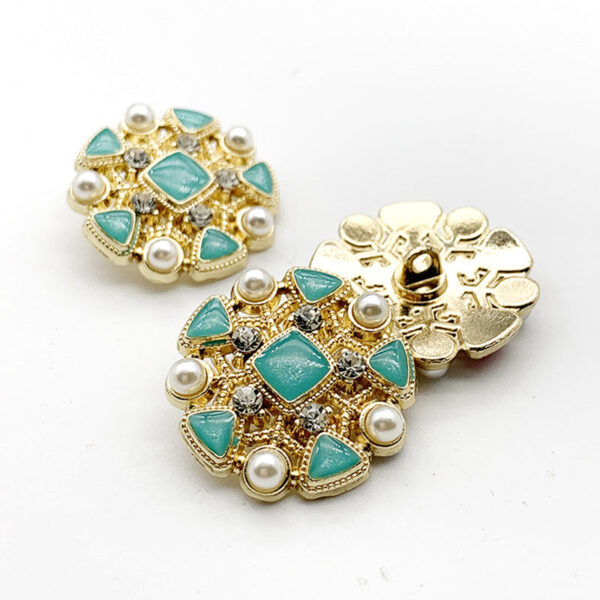Vintage French-Inspired Rhinestone Round Metal Shank Buttons 12pcs - Image 3