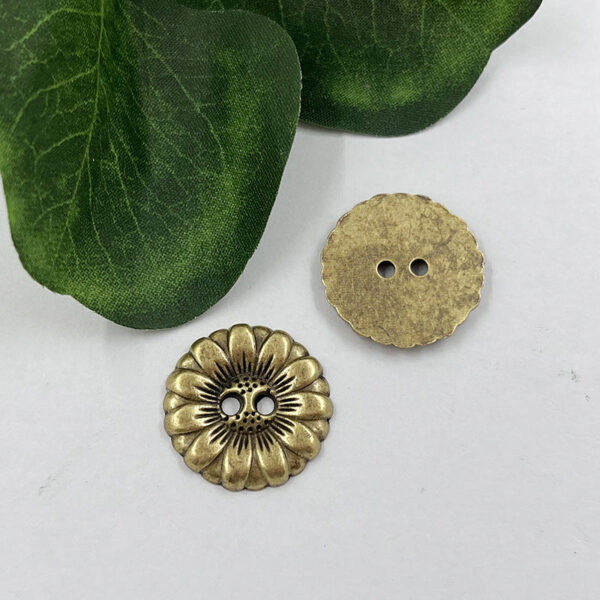 Antique Bronze Sunflower Two-Hole Sewing Buttons 120 Pack - Image 4