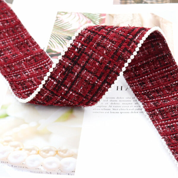 38mm Checkered Flannel Ribbon with Bead Edge 5 Yards - Image 16