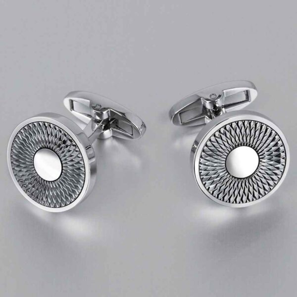 18mm Men's Wedding Round Engraved Cufflinks