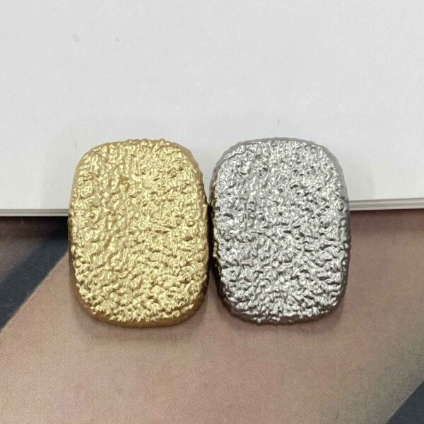 Gold Silver Rectangular Pleated Metal Shank Buttons for Clothing 20pcs