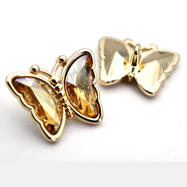 Butterfly Zircon Crystal Glass Metal Shank Buttons for Tops 10pcs - Image 5