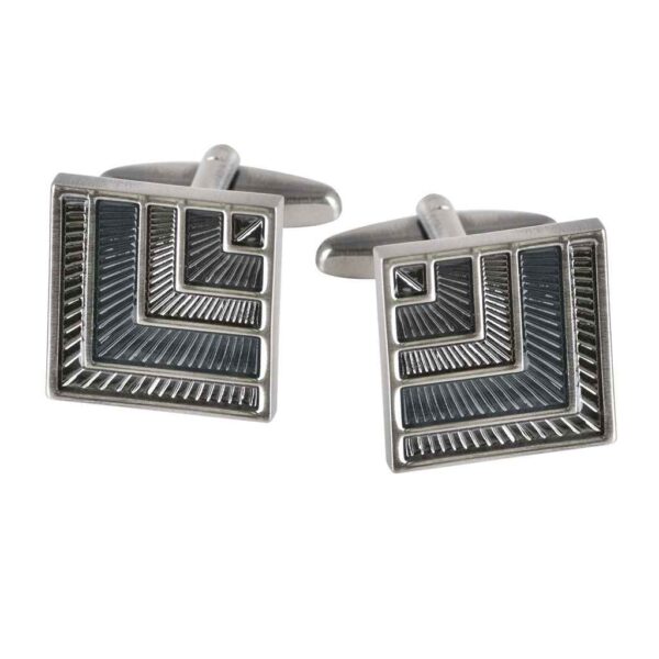 17mm Square Grey-Black Resin Cufflinks – Antique Silver