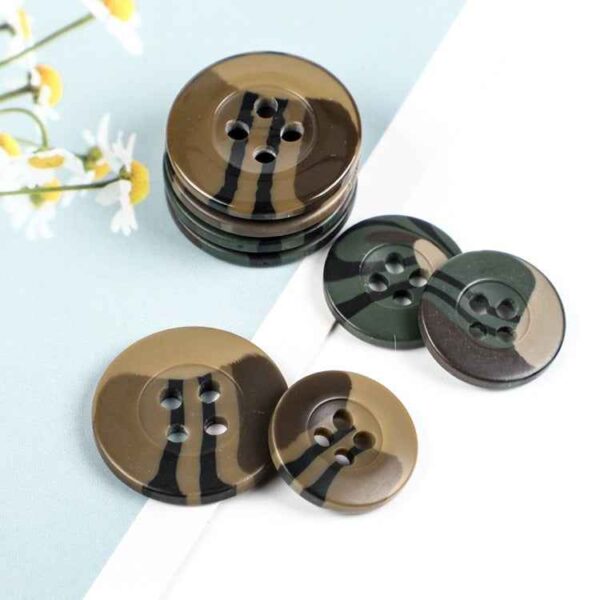 Camouflage Brown Green Resin Buttons for Military Shirts Jacket 100pcs