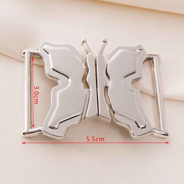30mm Silver Butterfly Waist Buckle - Decorative Coat Belt Clasp Set 10pcs