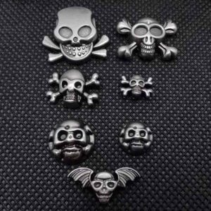 Gothic Punk Zinc Alloy Skull Rivets Vintage Silver 42 Pack(7 Styles)