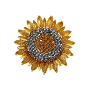 3.9cm Van Gogh Sunflower Brooch Vintage Crystal Sunflower Pin