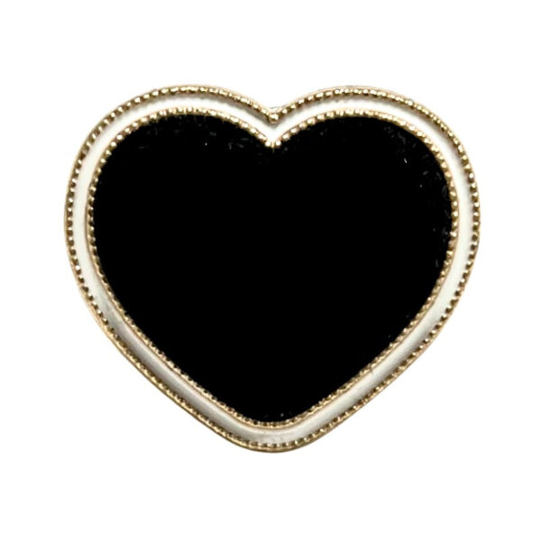 Purple & Black Flocked White-Edge Heart Metal Buttons 20pcs - Image 5