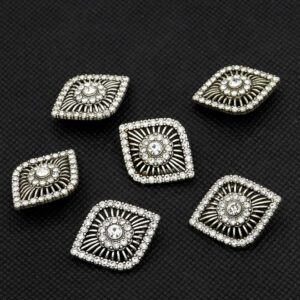 25x30.5mm Antique Silver Hollow Eye-Shaped Rhinestone Shank Buttons