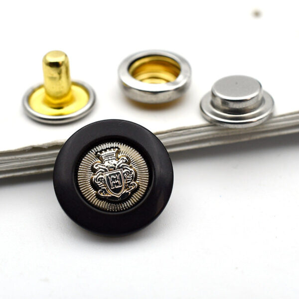 15mm Round Flat Vintage Crown 4-in-1 Metal Snap Buttons 20pcs - Image 3