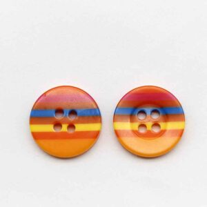 11/12/15/18mm Wide Edge Four-Eye Striped Colorful Resin Buttons 100pcs