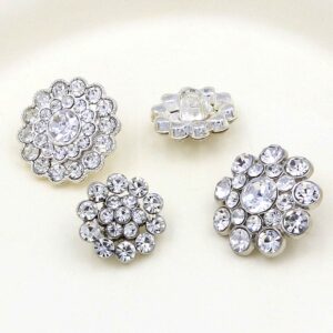 Elegant Round Openwork Rhinestone Sparkling Metal Shank Buttons 20pcs